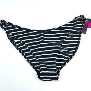 No Boundaries Black & White Striped Bikini Bottoms